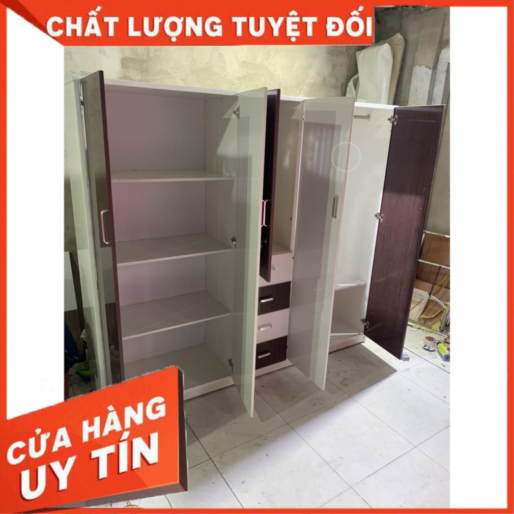 Tủ nhựa đài loan 5 cánh 2 ngăn kéo ngang 2m05 cao 1m85, tủ nhựa gia đình