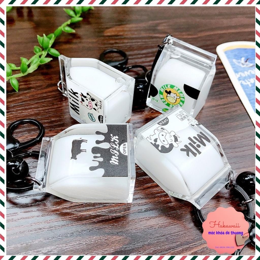 Móc khóa hộp sữa cute, có thể dùng làm móc khóa treo balo, túi sách