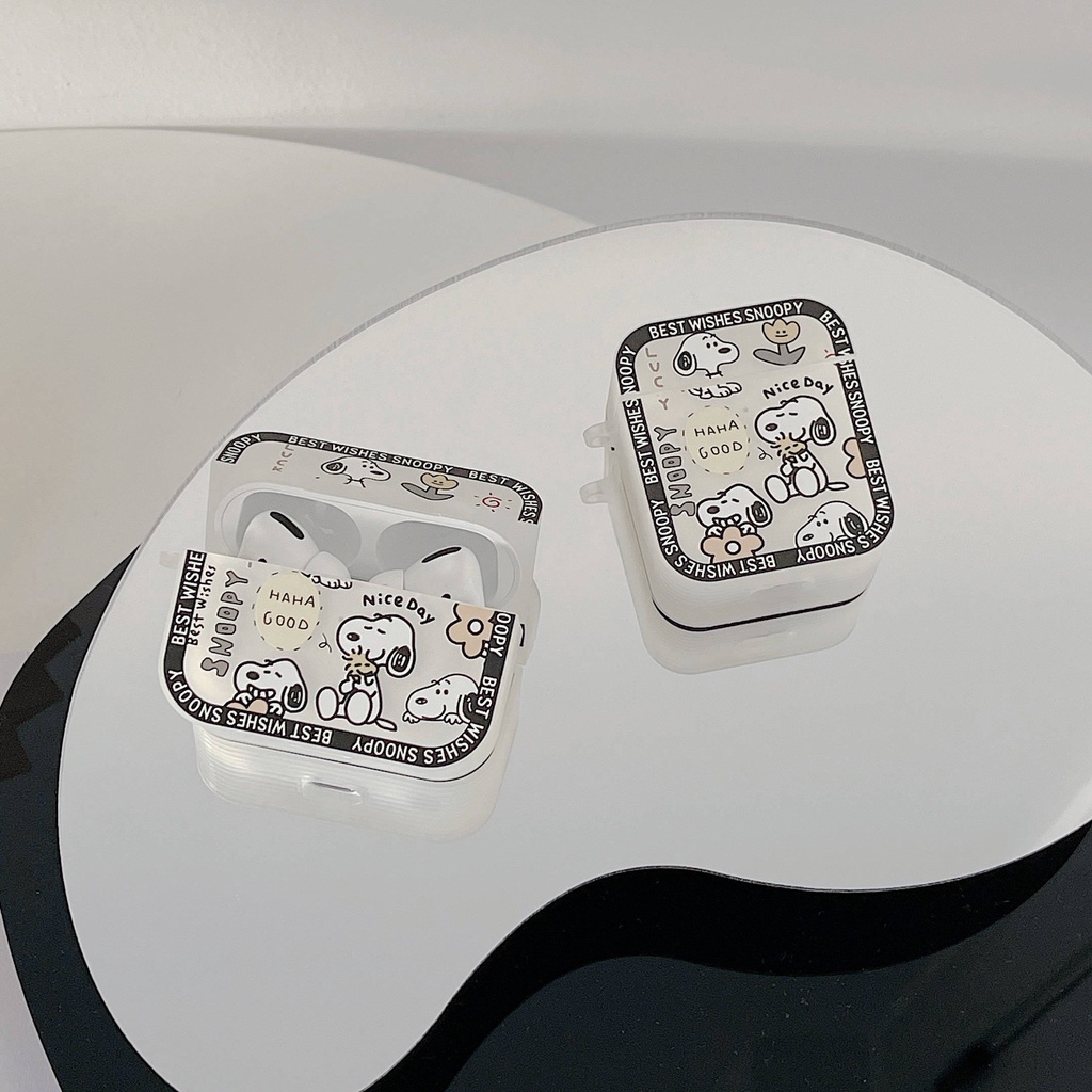 Vỏ Bảo Vệ Hộp Sạc Tai Nghe AirPods3 AirPods3 Pro 2Gen Màu Dạ Quang Họa Tiết Hoạt Hình Snoopy Dễ Thương Ốp