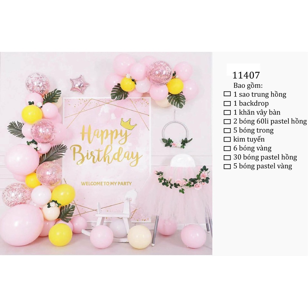 Bong bóng trang trí sinh nhật cho bé mẫu T01944 - Phụ kiện sinh nhật cho bé gái tại nhà SuStore