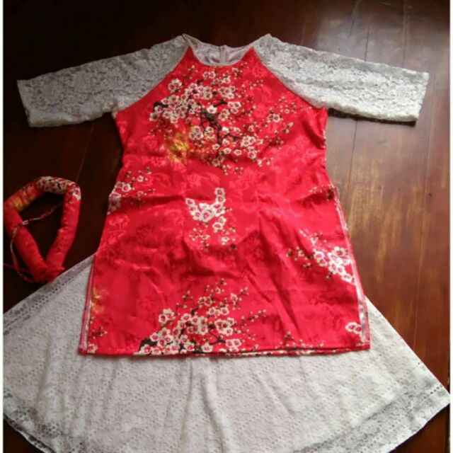 Áo dài gấm bigsize kèm mấn (có sẵn)