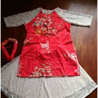 Áo dài gấm bigsize kèm mấn (có sẵn)