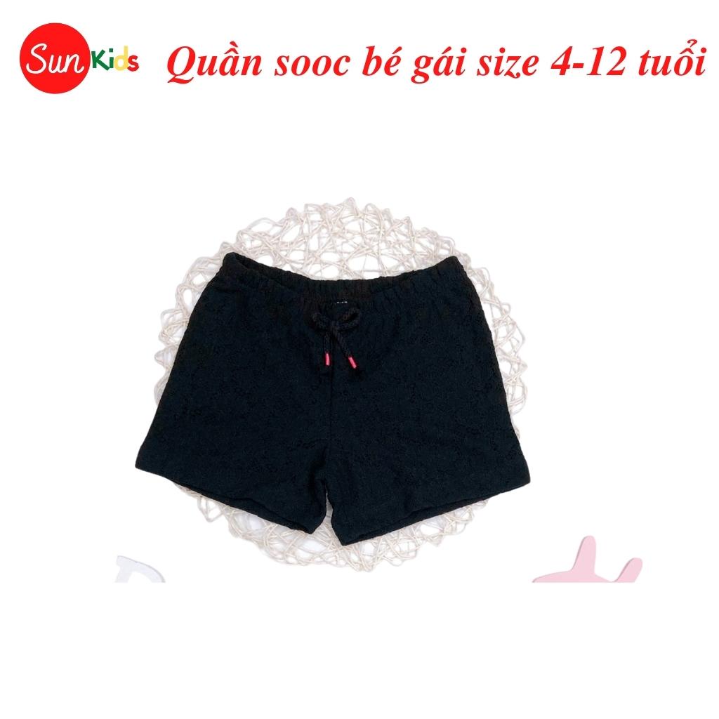 Quần short bé gái SUNKIDS1, quần sooc bé gái chất ren và cotton , size 4-12 tuổi