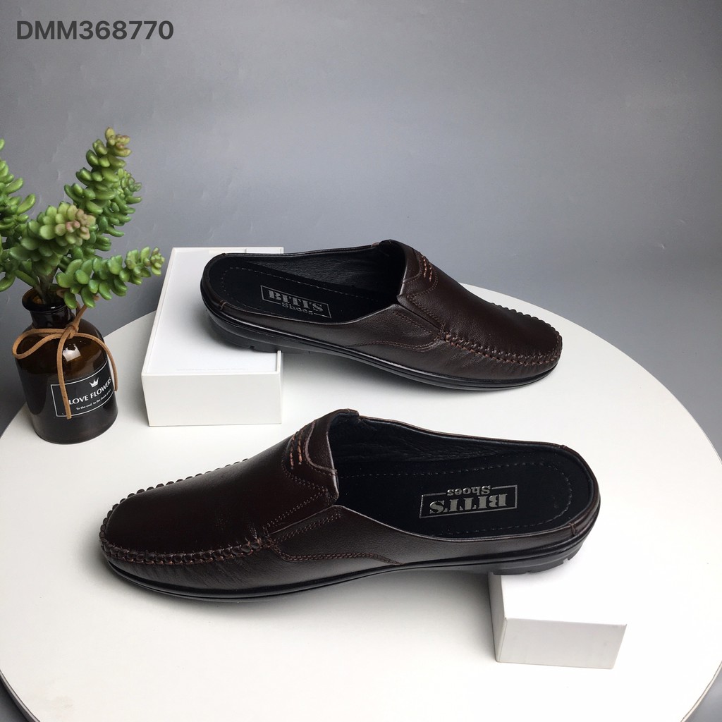 Sục nam BlTIS ❤️FREESHIP❤️ Giày sapo công sở da bò trơn khâu viền đế cao su DMM368770 | BigBuy360 - bigbuy360.vn