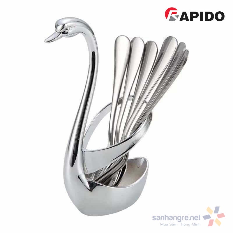 Bộ 3 thìa, 3 dĩa và giỏ  thiên nga Inox 304 Swan Rapido