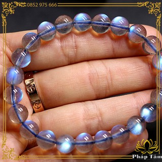 [VIP] Vòng Tay Đá Mặt Trăng Vân Xanh Ánh Xám Trắng Hạng 5A Cao Cấp - Tâm Phong Thủy