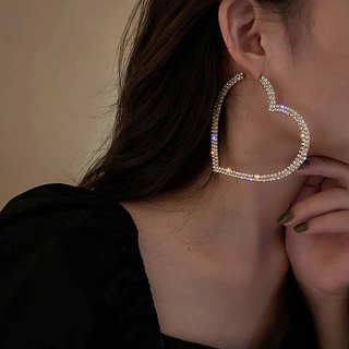 Bông tai hình trái tim lớn đính đá thời trang cho nữ