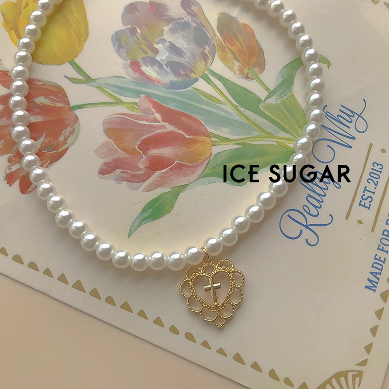 IF ME Dây chuyền đính hạt ngọc trai trang trí mặt hình trái tim dành cho nữ