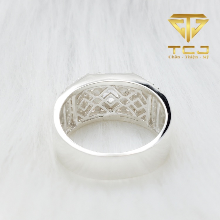 Nhẫn nam bạc ý 925 thiết kế 3D full mặt đá cao cấp RM0206 Trang sức Toàn Cầu TCJ