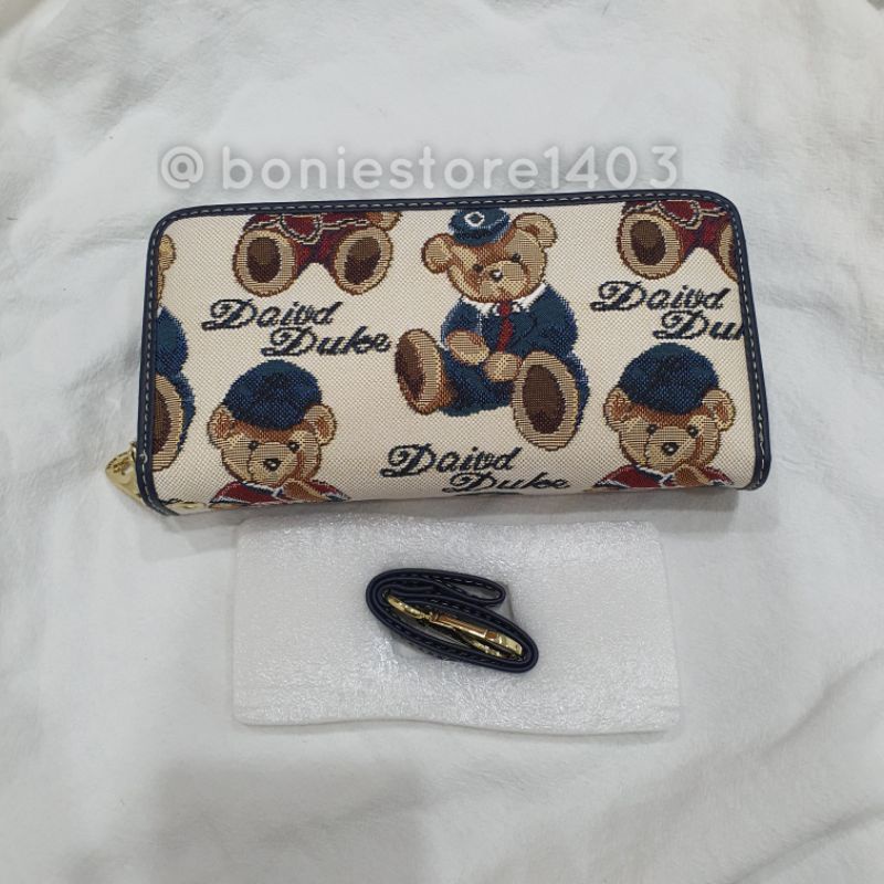 Ví Nữ Dài Nhiều Ngăn Đựng Tiền Đựng Điện Thoại Có Khóa Kéo In Hình Gấu Dễ Thương