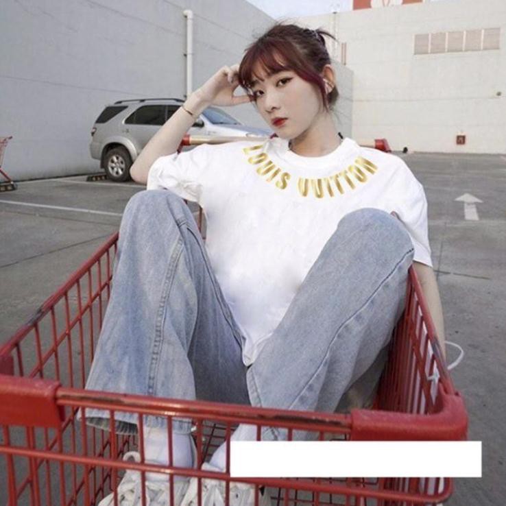 ÁO THUN VÀNG ÁNH KIM UNISEX IN CHỮ LOUIS [ XẢ LỖ LẤY TƯƠNG TÁC ]