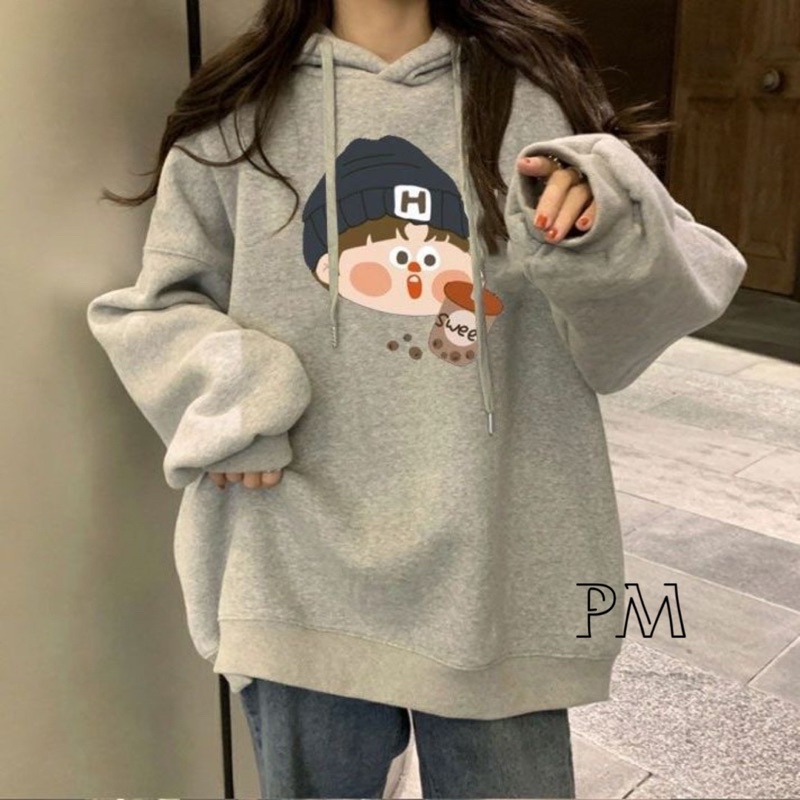 Áo hoodie chàng trai mũ len xanh PM11