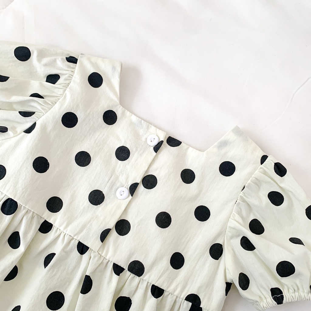 Bộ áo liền quần chấm bi + băng đô dành cho bé gái sơ sinh