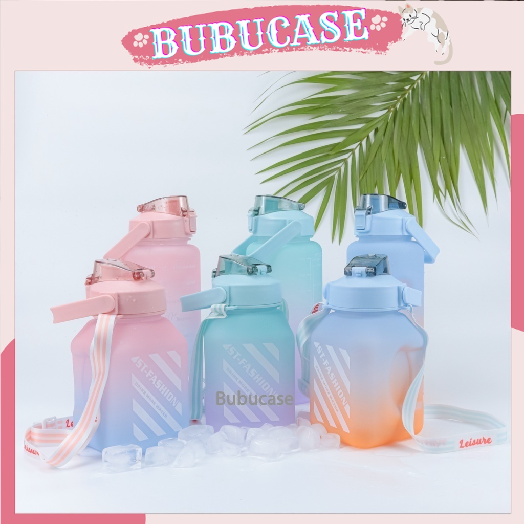 Bình đựng nước thể thao dễ thương có vạch báo giờ uống nước 2L 1,5L