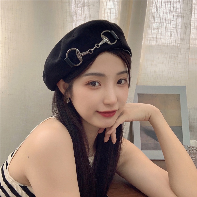 Mũ Beret Kim Loại Phong Cách Thời Trang Vintage Nhật Bản Dành Cho Nữ