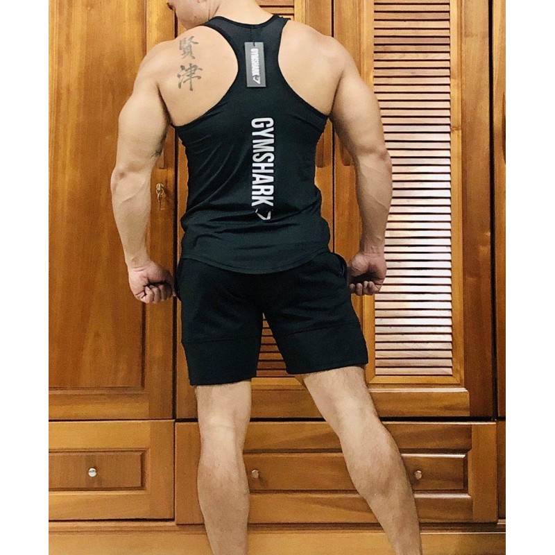 ÁO BA LỖ GYMSHARK VẢI THUN POLLY - ÁO TANKTOP TẬP GYM NAM - dogymnambenbenz chuyên đồ tập gym nam - xưởng may đồ gym nam