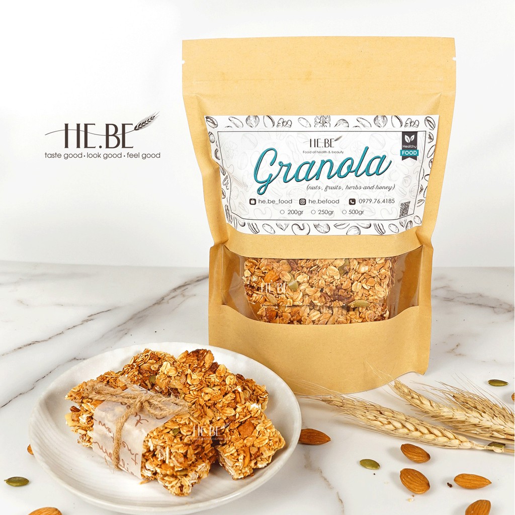 Thanh Ngũ Cốc Crunchy - Granola Bar Không Đường by He.Be