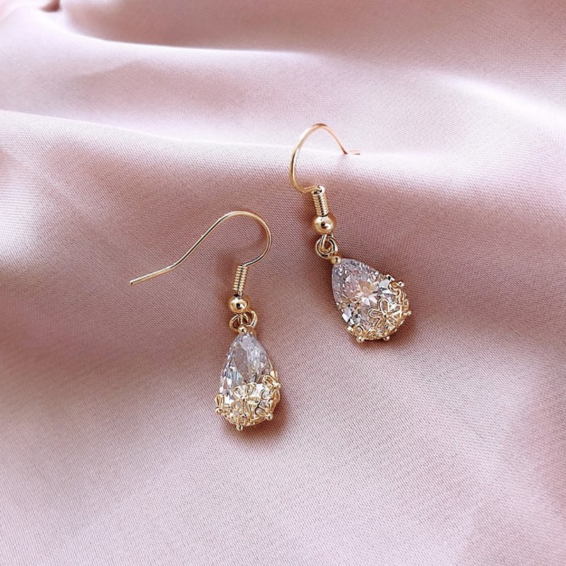 Bông Tai Dáng Dài Đính Đá Zircon Thanh Lịch 💕 khuyên tai 💕 trang sức