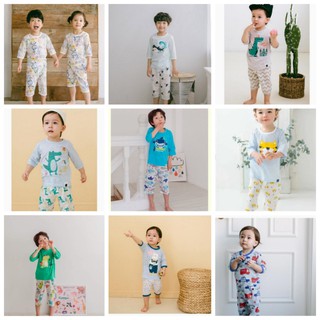 Bộ quần áo lửng mặc nhà cotton hữu cơ chính hãng Puco, Vovo, Cordi i, Ttasom Hàn Quốc cho bé trai và bé gái