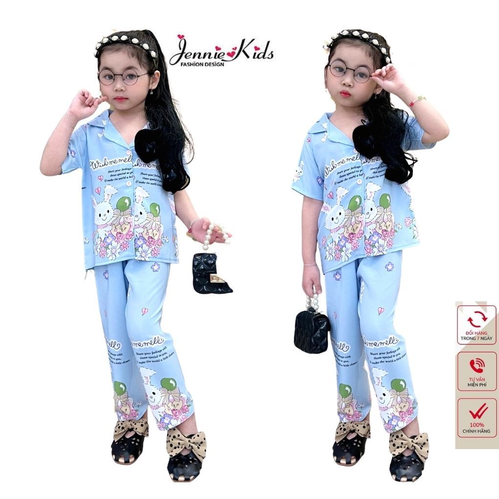 Đồ bộ bé gái, bộ bé gái pijama 1-5 tuổi cotton lụa Jennie kids J460