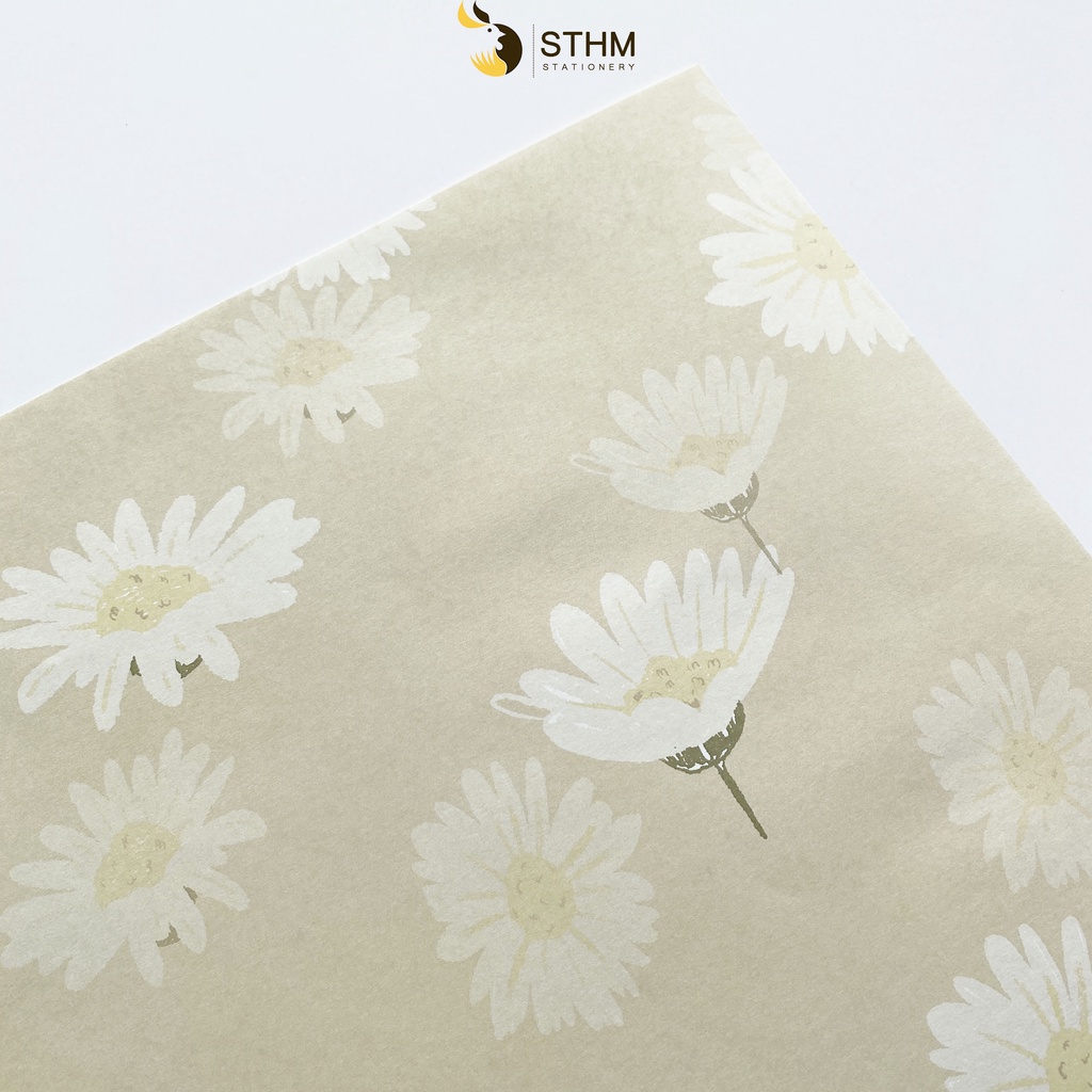 Giấy bao tập A5 FLOWER - Set 4 hoặc 8 tờ - Tặng kèm 8 nhãn vở - Kraft trắng 100gsm dai đẹp - STHM