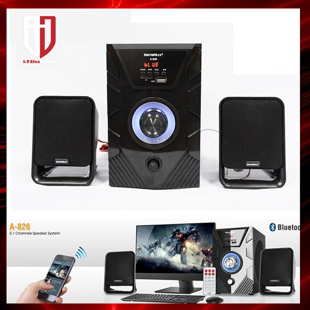 Loa máy tính buluetooth để bàn công suất lớn 2.1 SOUNDMAX A826 loa pc bass mạnh