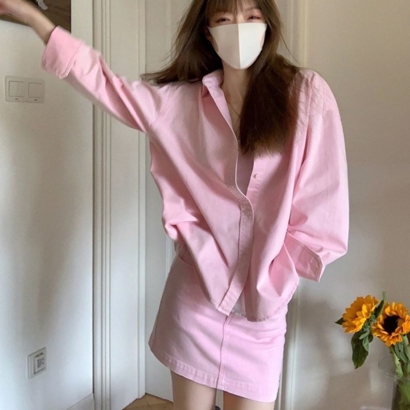 Set Áo Sơ Mi Và Chân Váy Phong Cách Hàn Quốc 2022 Thời Trang Mùa Xuân Mới Cho Nữ