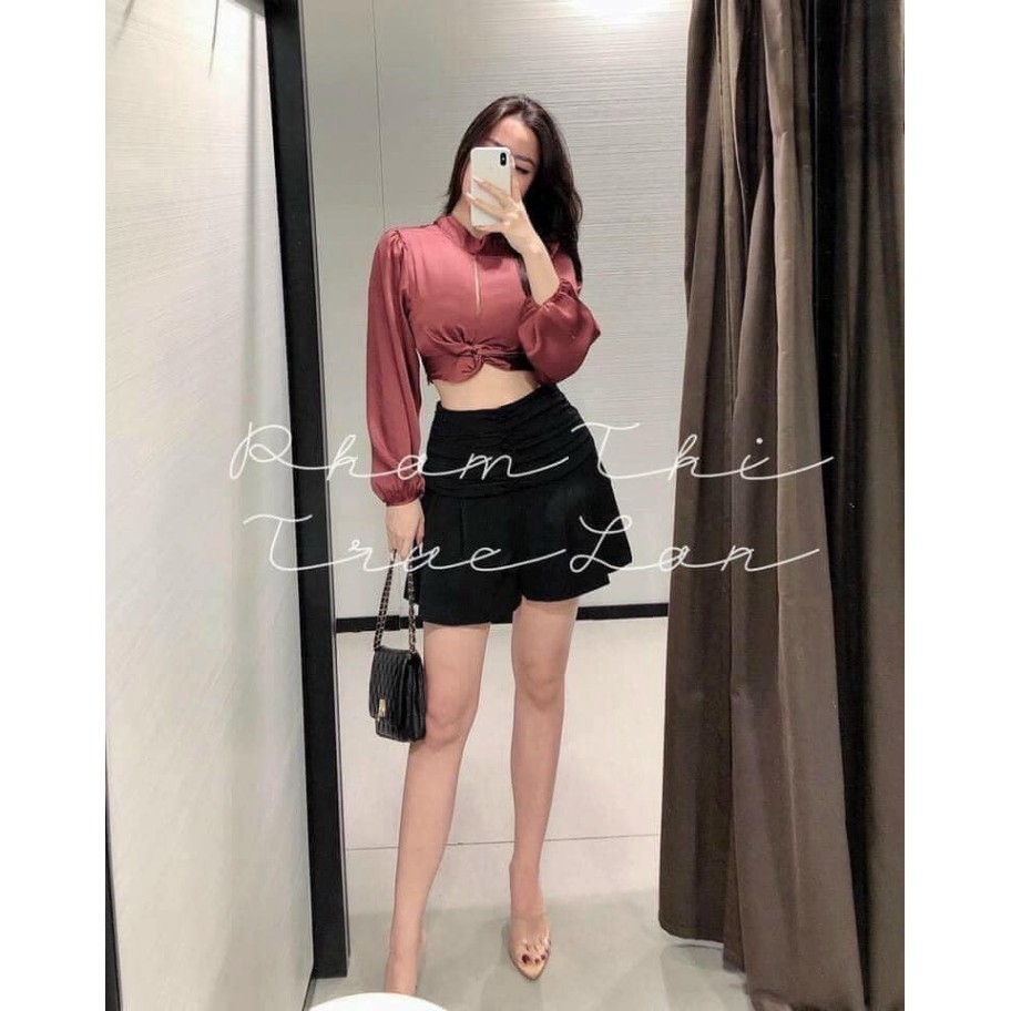 Chân váy đuôi cá nhún cạp cao có quần trong  ôm body ngắn chữ a lưng cao công sở
