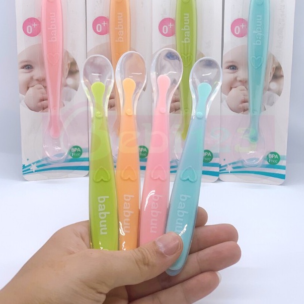 Thìa silicon siêu mềm cho bé ăn dặm chính hãng babu bảo vệ lợi nướu cho bé mesocshop