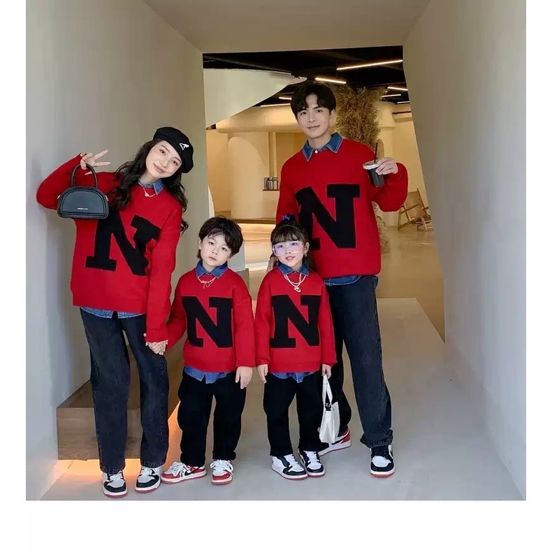 Áo sweater IN CHỮ CÁI THEO YÊU CẦU HOT 2023, áo nỉ gia đình 3/4/5 ngườ,i áo gia đình thu đông chất đẹp