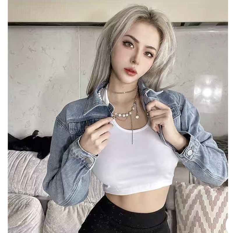 Áo Khoác Denim Ngắn Thời Trang Mùa Hè Dễ Phối Đồ Cho Nữ