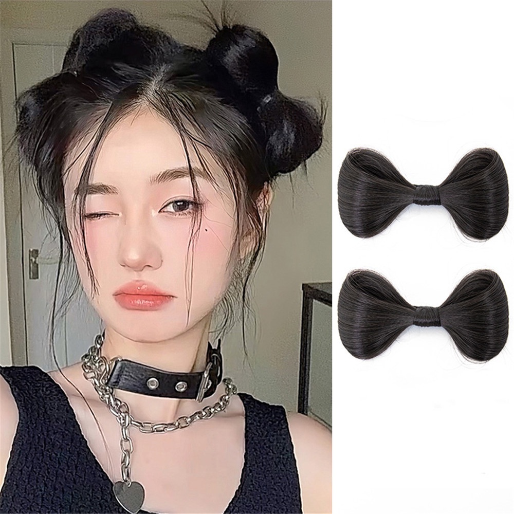 Kẹp Tóc Giả Đính Nơ Và Bóng Lông Sáng Tạo Cho Nữ