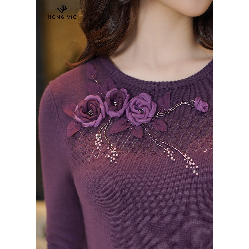 Áo len nữ Hongvic tím sẫm AL08