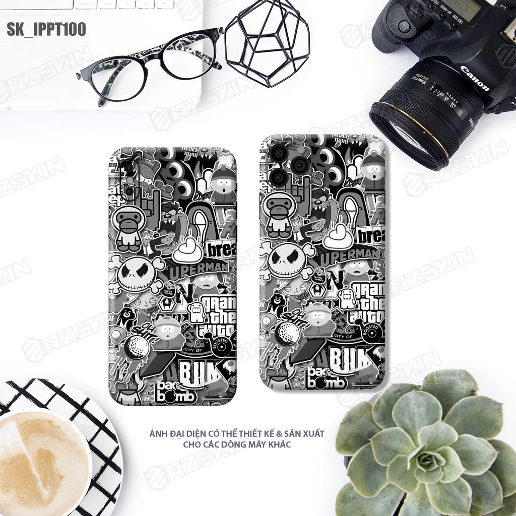 Miếng Dán Skin Pattern Black White IPhone 7/14 Pro Max |SK_IPPT100| Chất Liệu Cao Cấp, Hình In sắc Nét, Khuôn Cắt CNC