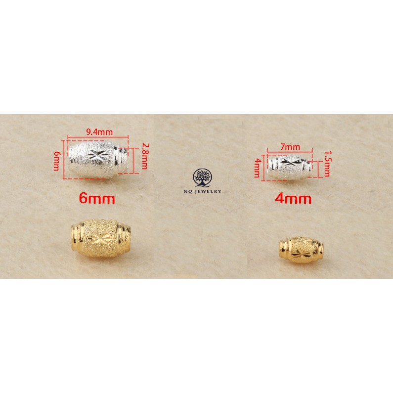 Charm bạc hạt ô liu họa tiết mạ vàng - NQ Jewelry