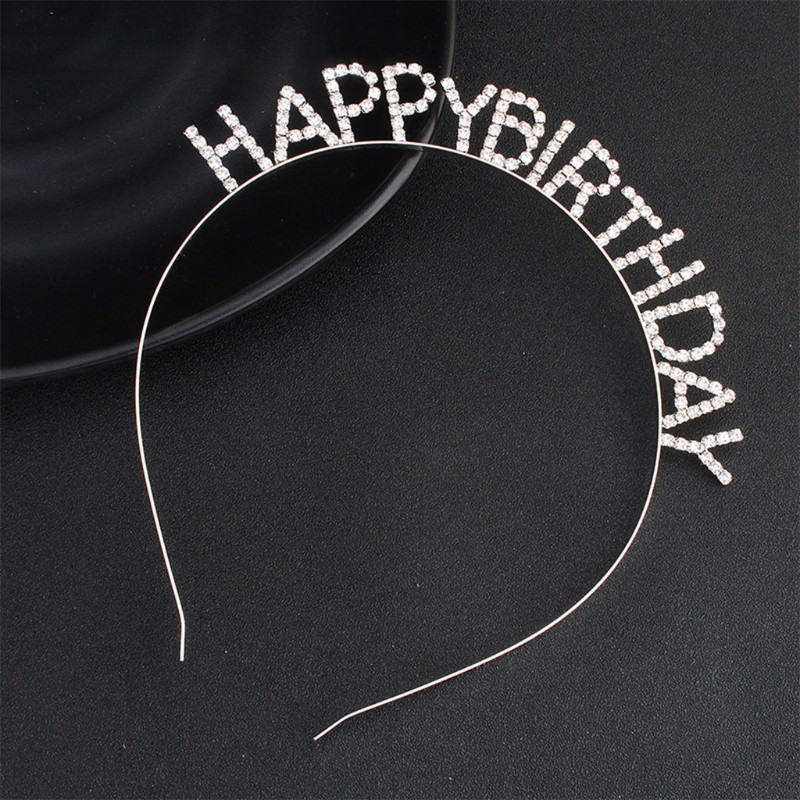 Vương Miện Kim Loại Chữ Happy Birthday Đính Đá Lấp Lánh Cho Nữ
