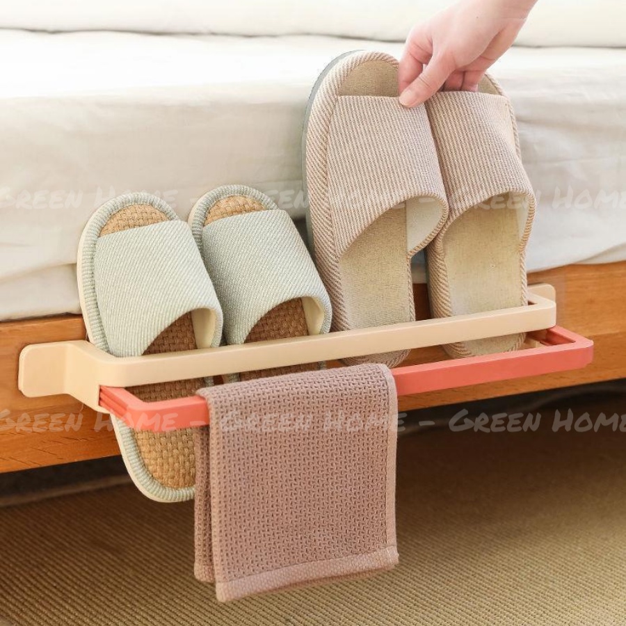 Kệ để giày dép dán tường thông minh, Giá treo khăn và đồ dùng nhà bếp 2 tầng gấp gọn đa năng cao cấp