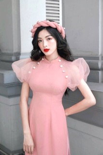 Mấn xoắn đính đá áo dài