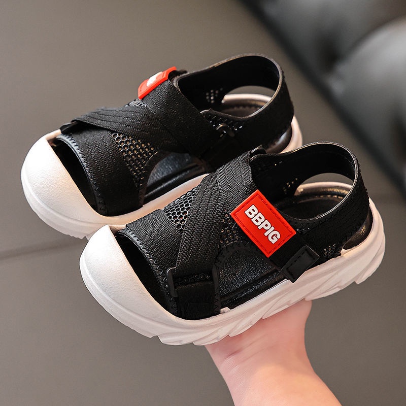 Giày Sandal Thể Thao Mùa Hè Đế Dày Hở Ngón Quai Dán Chống Trượt Cho Bé Trai