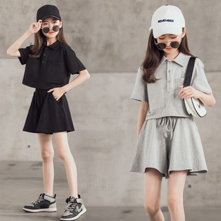 🔥🔥Bộ Áo Thun Tay Lửng Và Quần Lửng Ống Rộng Phong Cách Phương Tây Thời Trang Mùa Hè 2021 Cho Bé Gái