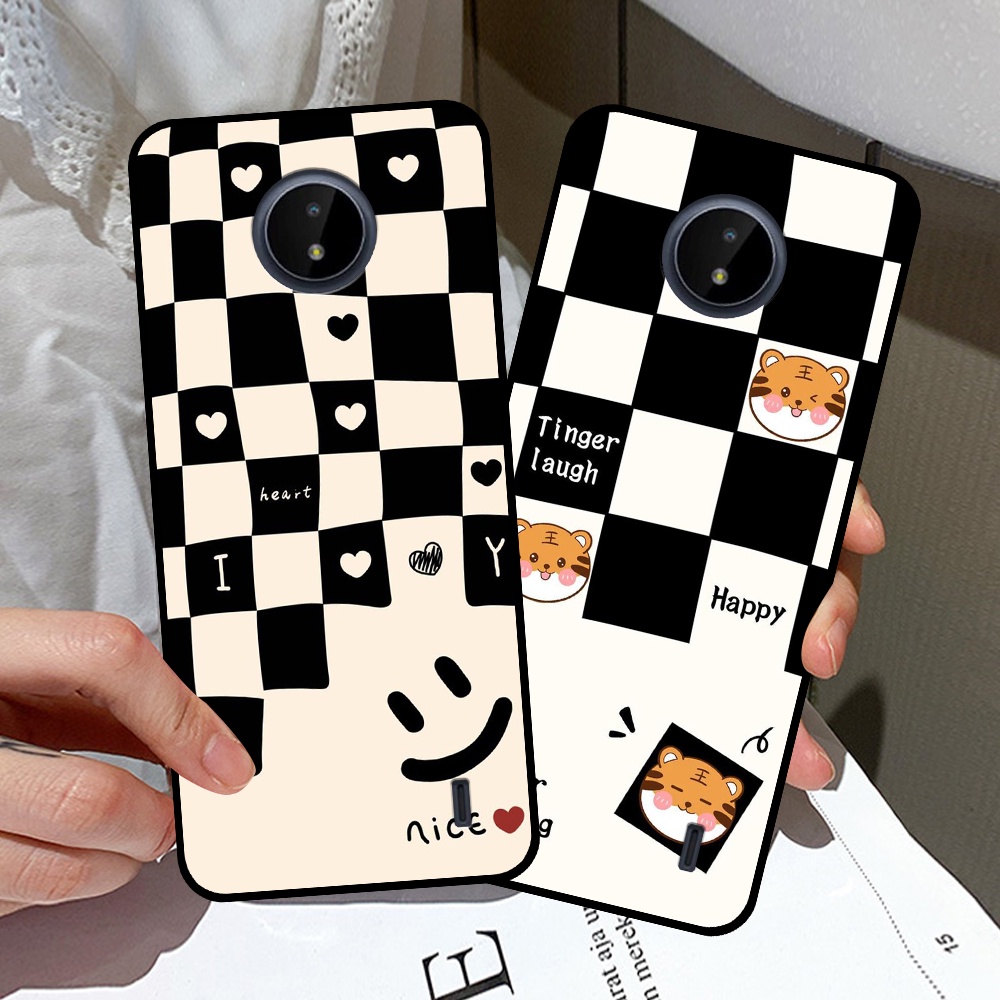 Ốp Nokia 3.4 / G10 / C20 / C30 in hình sọc caro, họa tiết đen trắng dễ thương