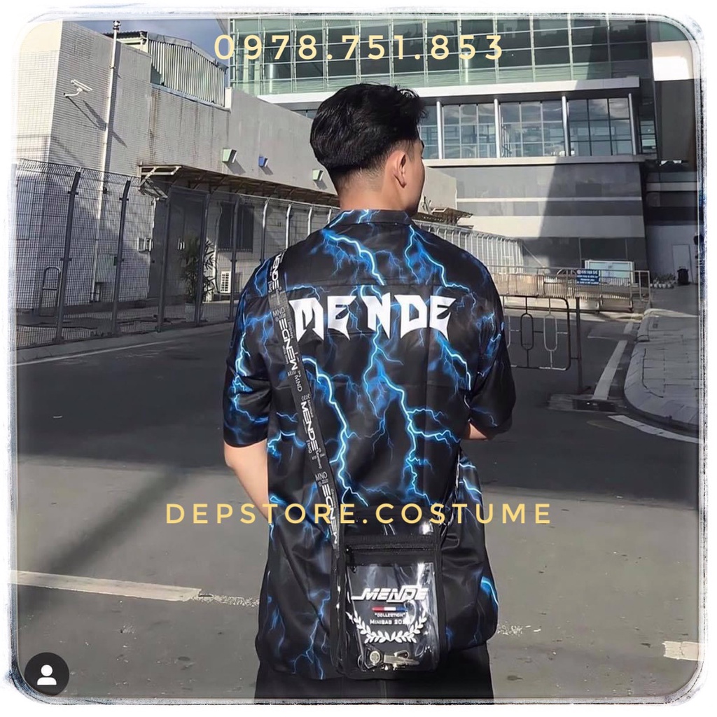 Sơ Mi Unisex Tay Lỡ - Áo Somi Sấm Sét Xanh - Thời Trang Unisex - SM7 | BigBuy360 - bigbuy360.vn