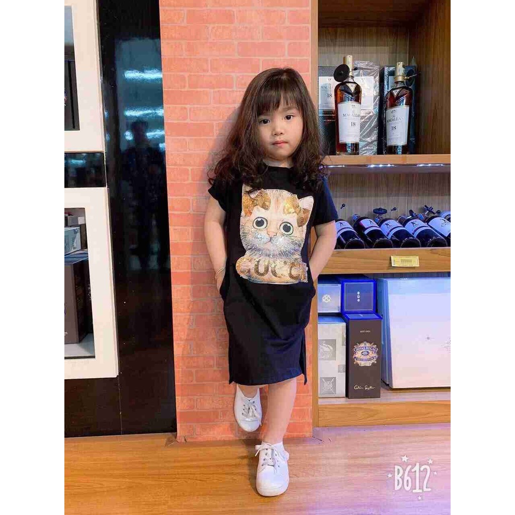 Đầm thun bé gái form suông chất thun cotton mịn mát mùa hè