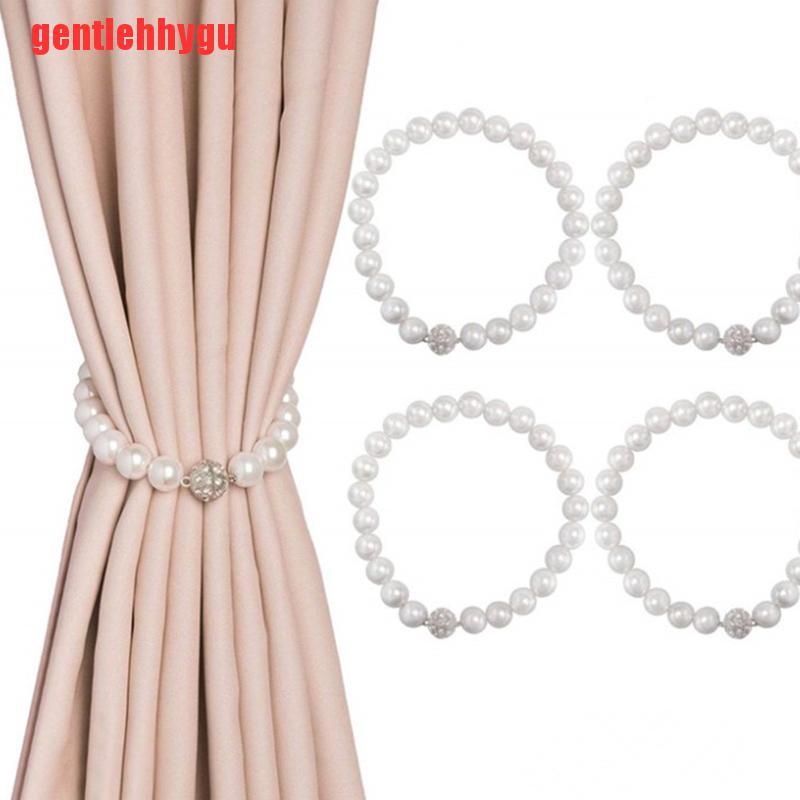 [gentlehhygu]2pcs ABS Pearl Curtain Bandage Tieback With Magnet Decorative Curtain Buckle