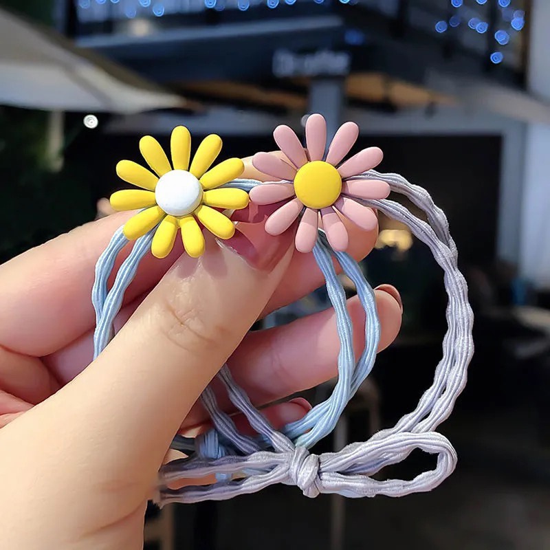 Thun cột tóc hoa cúc nhiều màu, dây thun buộc tóc nữ Hàn Quốc Thun cột tóc Handmade Buta