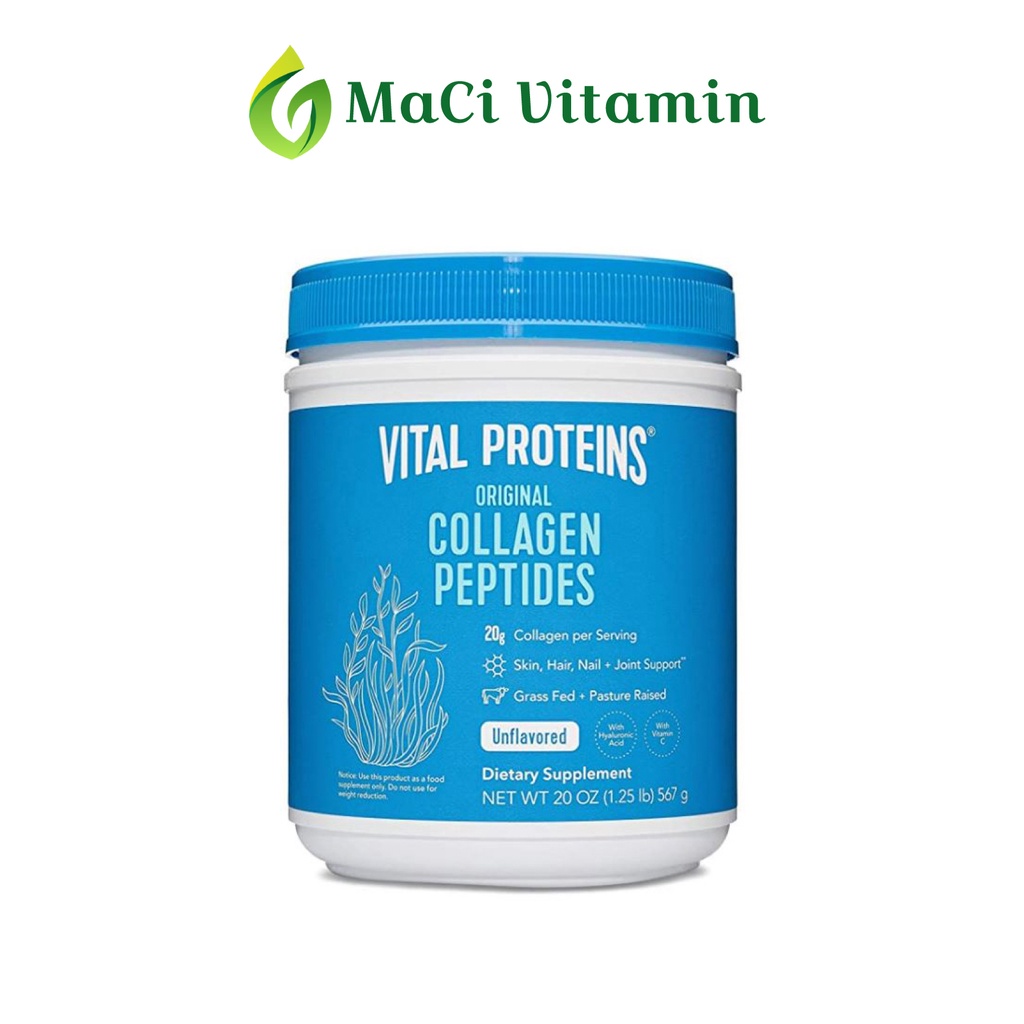 Bột Collagen thủy phân không vị Vital Proteins Làm đẹp da hỗ trợ khớp 570g MaCi