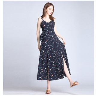 ĐẦM MAXI HOA HAI DÂY XẺ BÊN