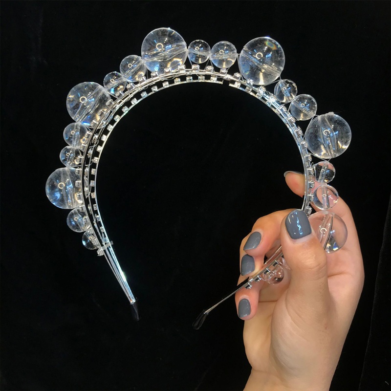Băng Đô Cài Tóc Nhiều Lớp Đính Đá Pha Lê Trong Suốt Phong Cách Baroque Dành Cho Nữ