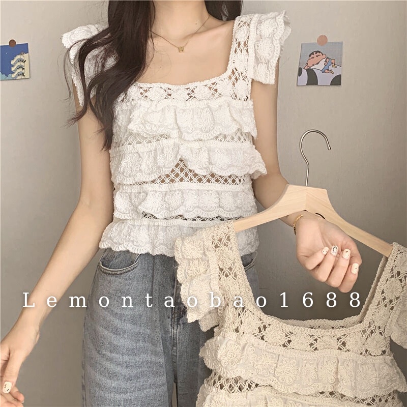 Áo ren tầng cánh tiên đi biển siêu xinh Lemon taobao