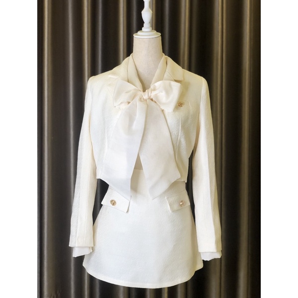 Set dạ và áo sơmi - Clara set trắng